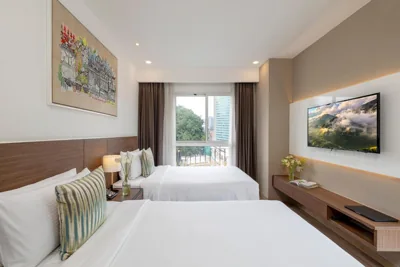 Appartement d'une chambre avec lits jumeaux et vue sur la ville — T-Ritz Saigon Hotel & Apartment